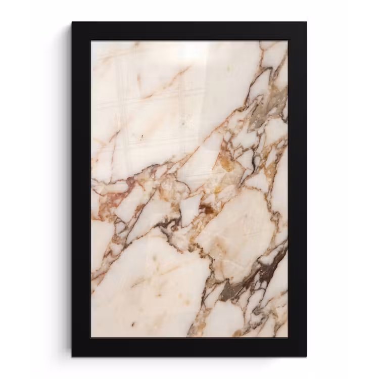 Poster met lijst - Textuur - Gesteente - Aderen - Abstract - Wit — 1