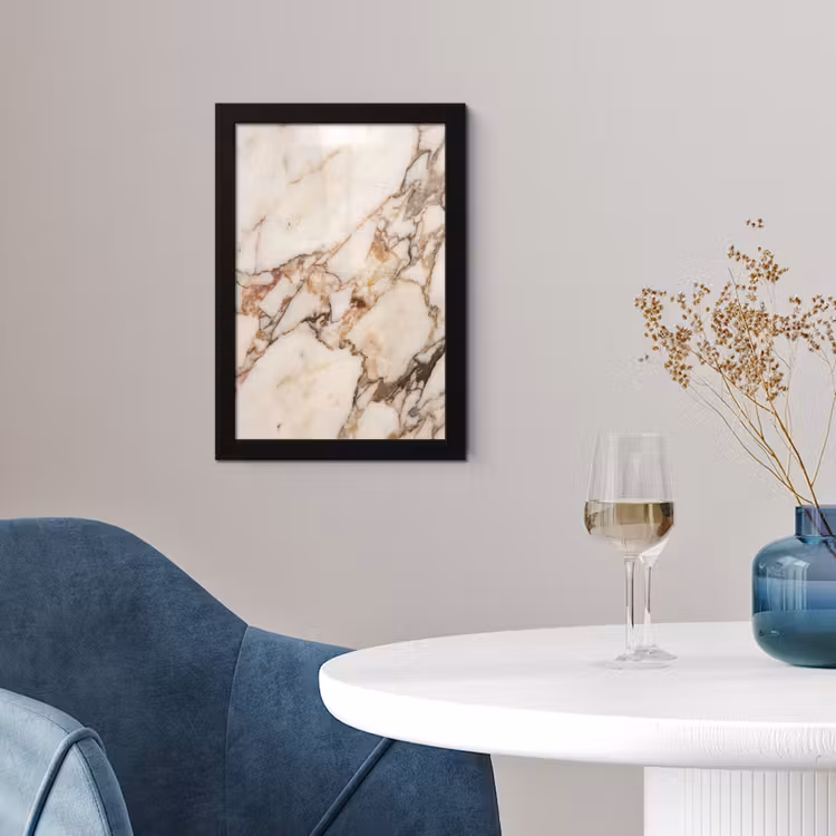 Poster met lijst - Textuur - Gesteente - Aderen - Abstract - Wit — 2