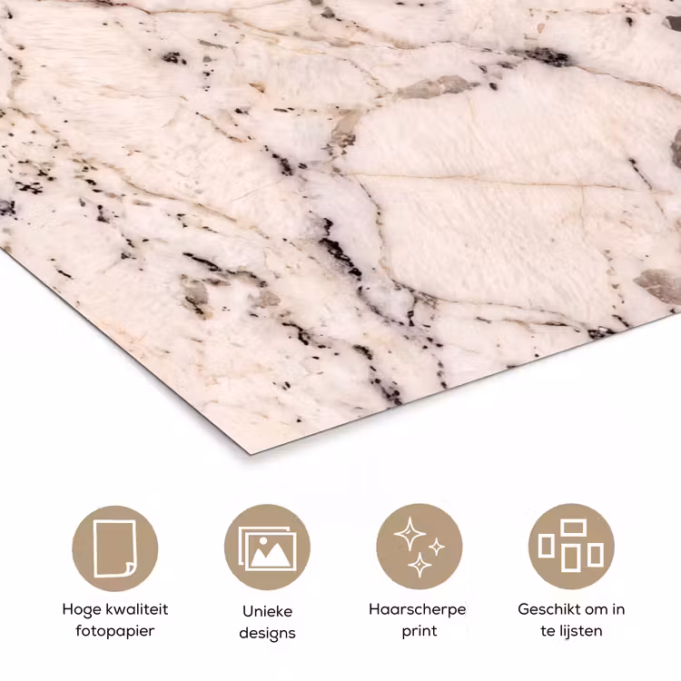 Poster - Natuursteen - Patroon - Abstract - Beige - Grijs — 5