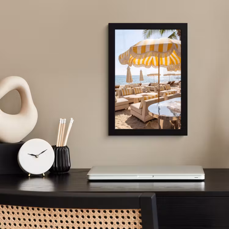 Poster met lijst - Strand - Ligbedden - Vakantie - Modern - Geel — 3