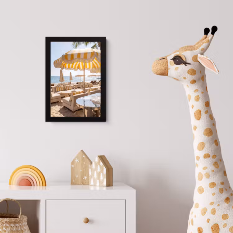 Poster met lijst - Strand - Ligbedden - Vakantie - Modern - Geel — 5