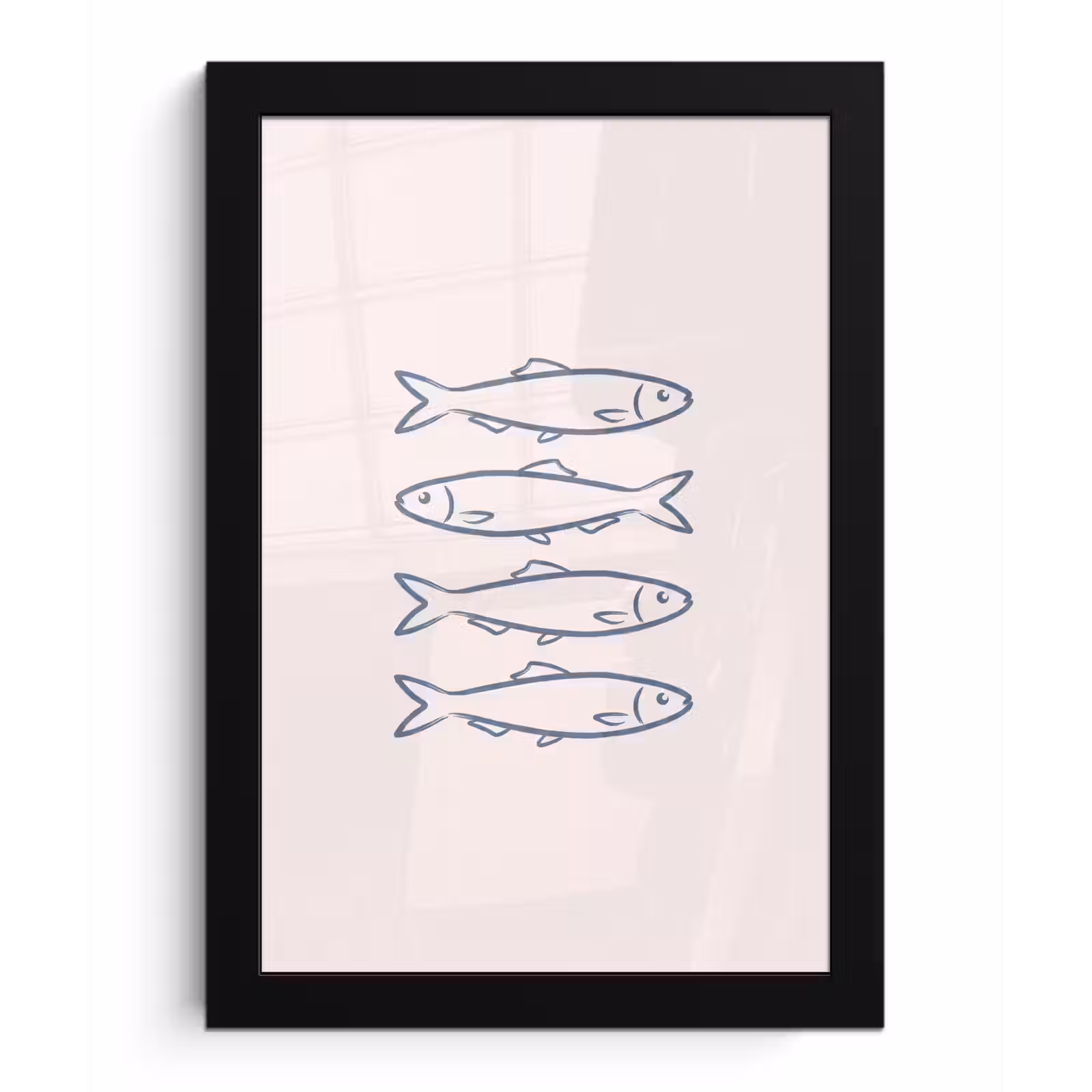 Poster met lijst - Vis - Vier - Dieren - Abstract - Blauw — 1