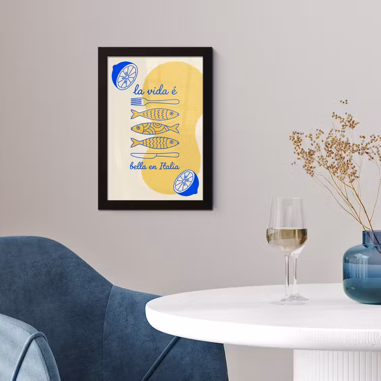 Poster met lijst - Italië - Eten - Citroen - Vis - Grafisch — 2