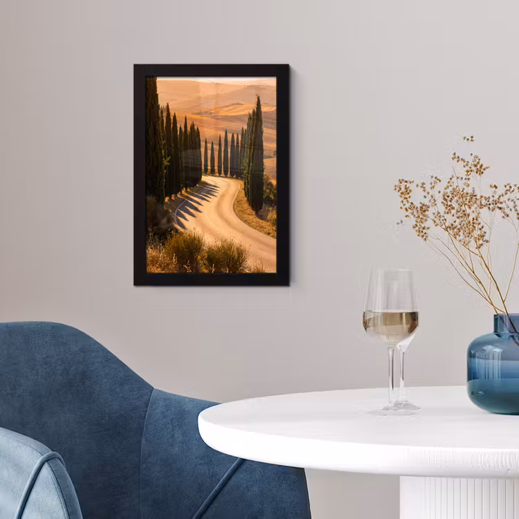 Poster met lijst - Landschap - Weg - Bomen - Natuur - Goud — 2