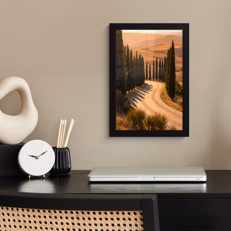 Poster met lijst - Landschap - Weg - Bomen - Natuur - Goud — 3