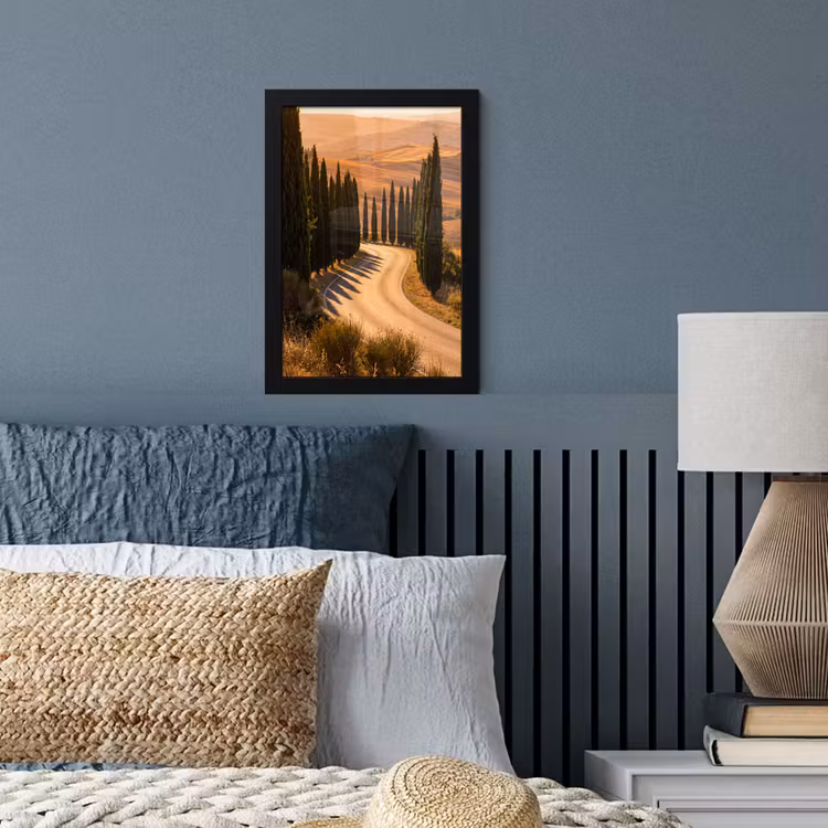 Poster met lijst - Landschap - Weg - Bomen - Natuur - Goud — 4
