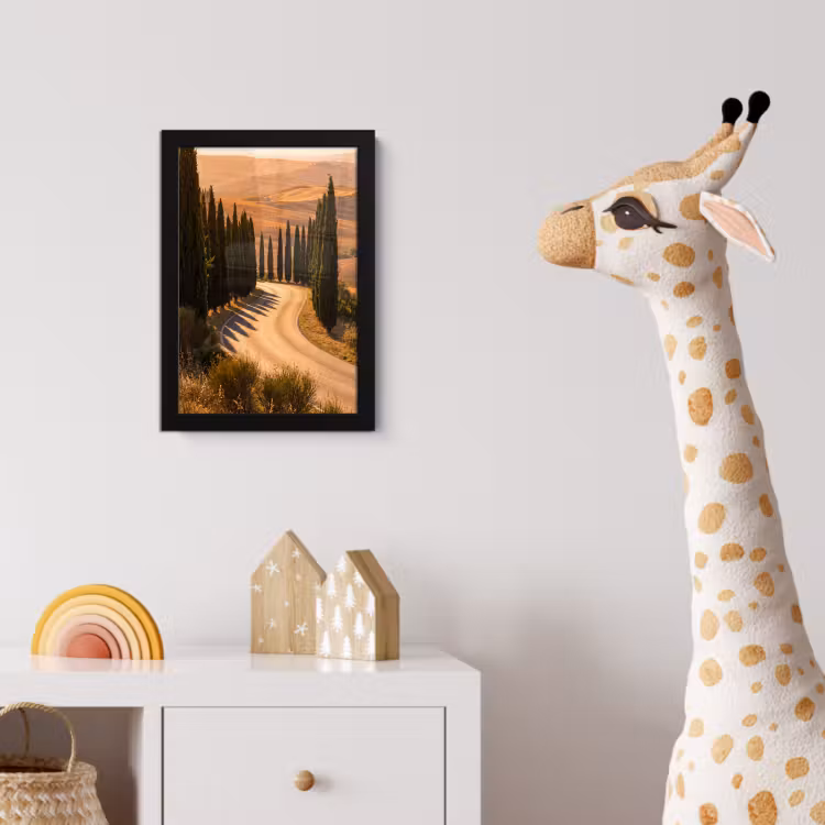 Poster met lijst - Landschap - Weg - Bomen - Natuur - Goud — 5