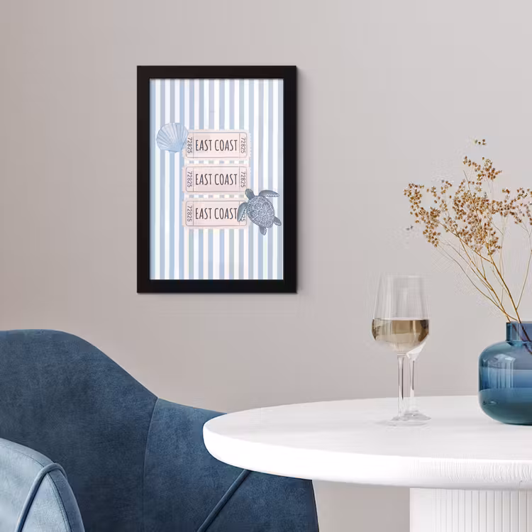 Poster met lijst - Schelp - Oceaan - Kust - Blauw - Illustratie — 2