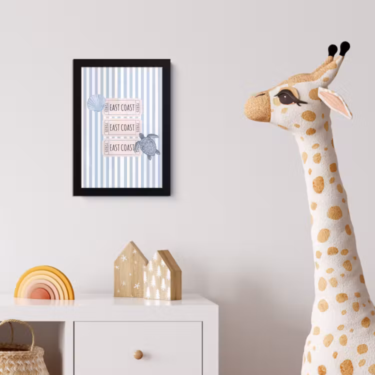 Poster met lijst - Schelp - Oceaan - Kust - Blauw - Illustratie — 5