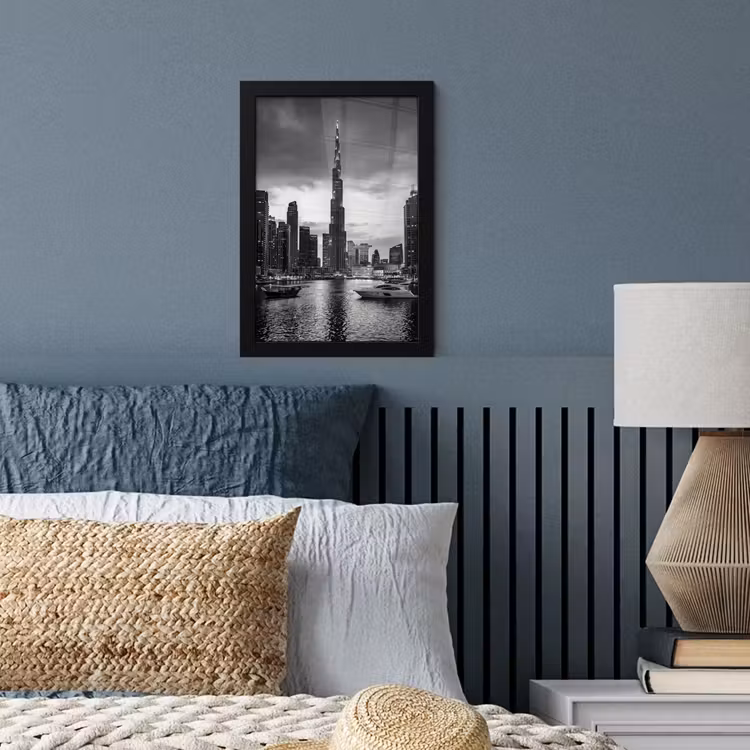 Poster met lijst - Stad - Skyline - Architectuur - Avond - Zwart-wit — 4