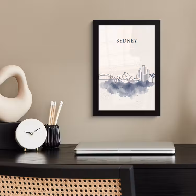 Poster met lijst - Stad - Skyline - Architectuur - Minimalistisch - Blauw — 3