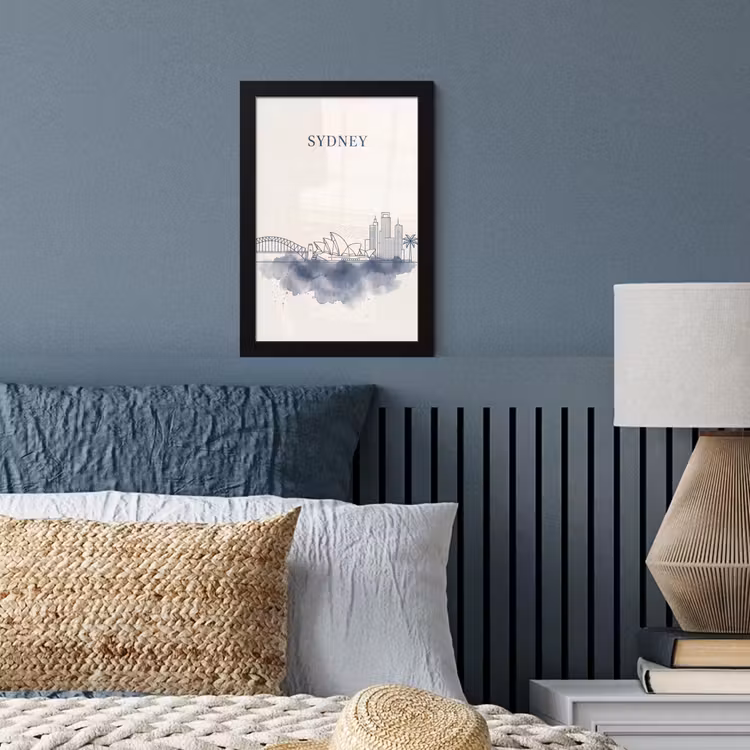 Poster met lijst - Stad - Skyline - Architectuur - Minimalistisch - Blauw — 4