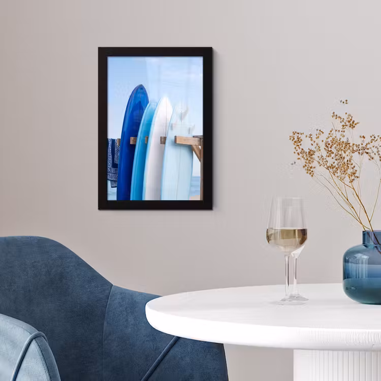 Poster met lijst - Surfplank - Strand - Zomer - Blauw - Water — 2