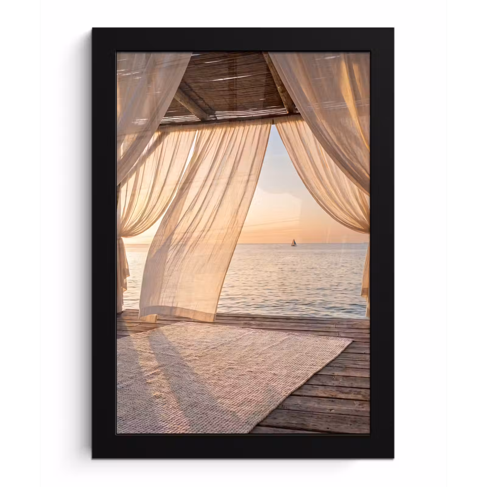 Poster met lijst - Overkapping - Zee - Zonsondergang - Vakantie - Rust — 1