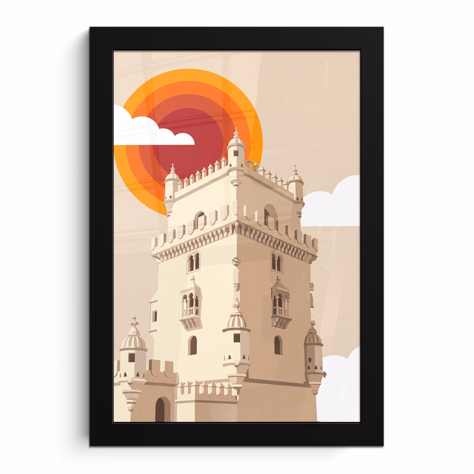 Poster met lijst - Toren - Rivier - Architectuur - Modern - Oranje — 1