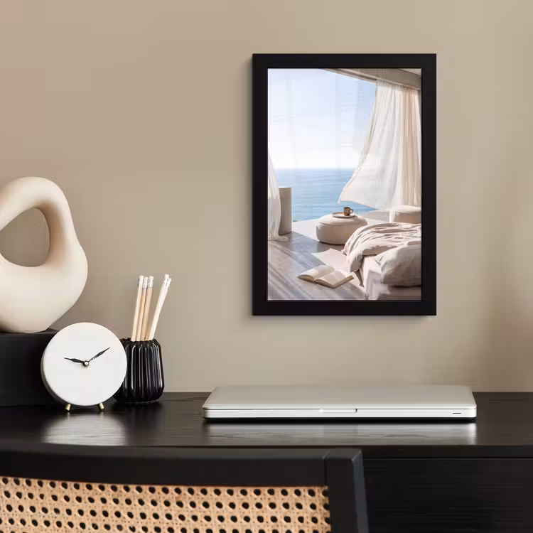 Poster met lijst - Interieur - Zeezicht - Modern - Rust - Beige — 3