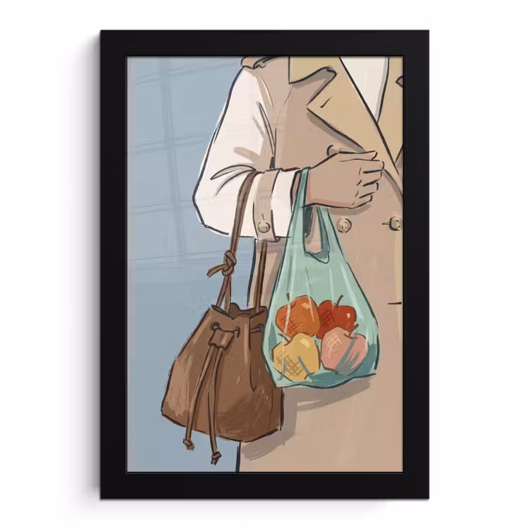 Poster met lijst - Mensen - Boodschappen - Stadsleven - Modern - Kleurrijk — 1