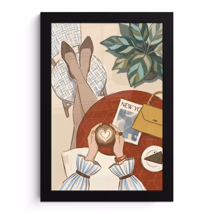 Poster met lijst - Mensen - Cafe - Koffie - Stadsleven - Modern — 1