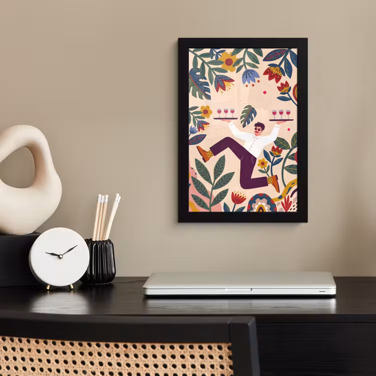Poster met lijst - Mensen - Dienblad - Eten - Modern - Kleurrijk — 3