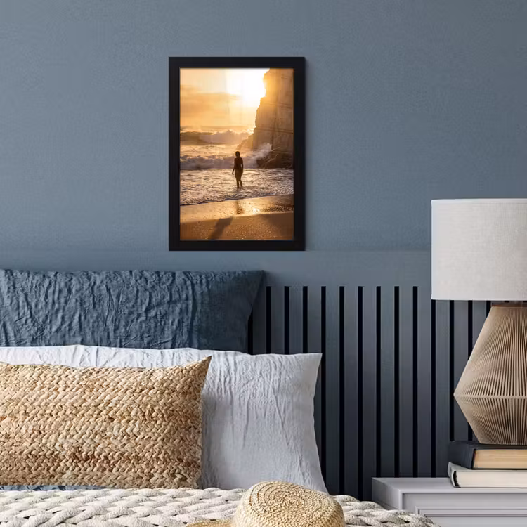 Poster met lijst - Mensen - Oceaan - Zonsondergang - Kust - Goud — 4