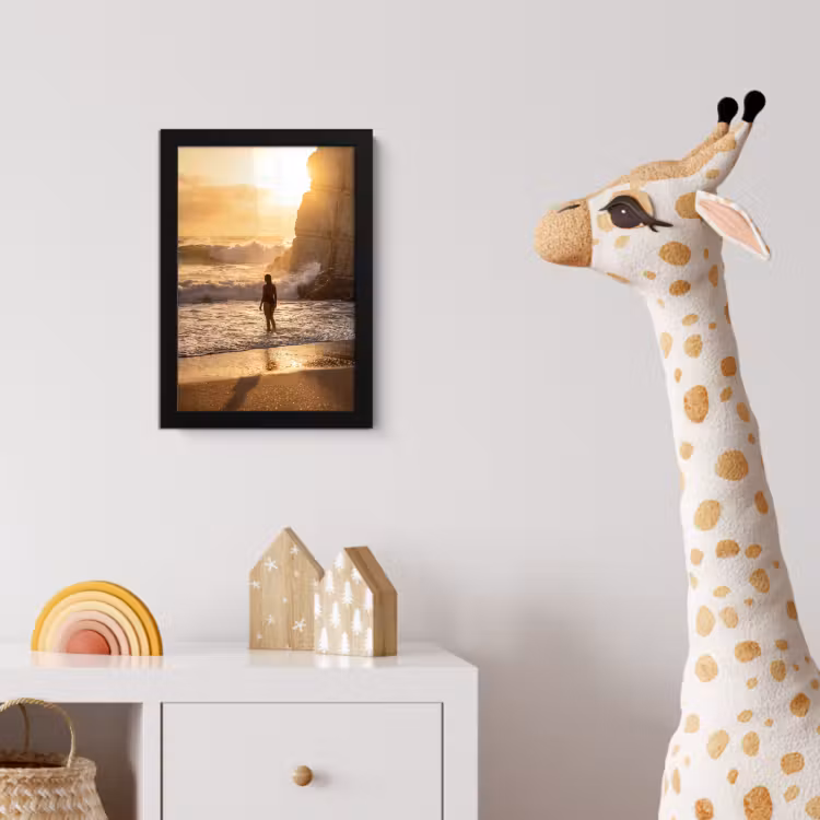Poster met lijst - Mensen - Oceaan - Zonsondergang - Kust - Goud — 5
