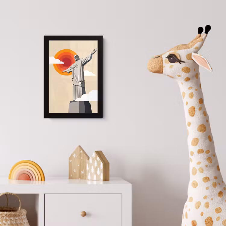 Poster met lijst - Monument - Stad - Zonsondergang - Minimalistisch - Oranje — 5