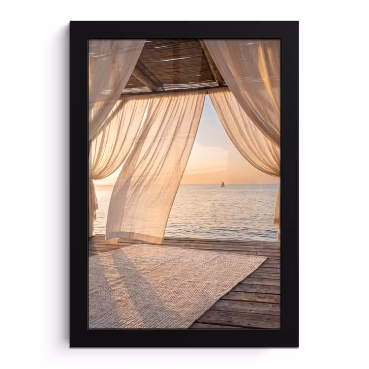 Poster met lijst - Overkapping - Zee - Zonsondergang - Vakantie - Rust — 1
