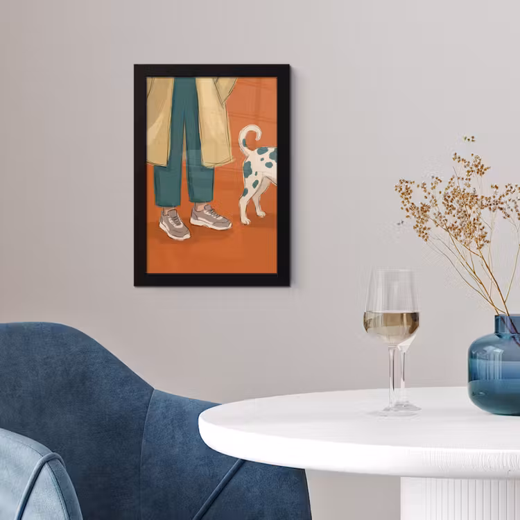 Poster met lijst - Persoon - Hond - Dieren - Illustratie - Modern — 2