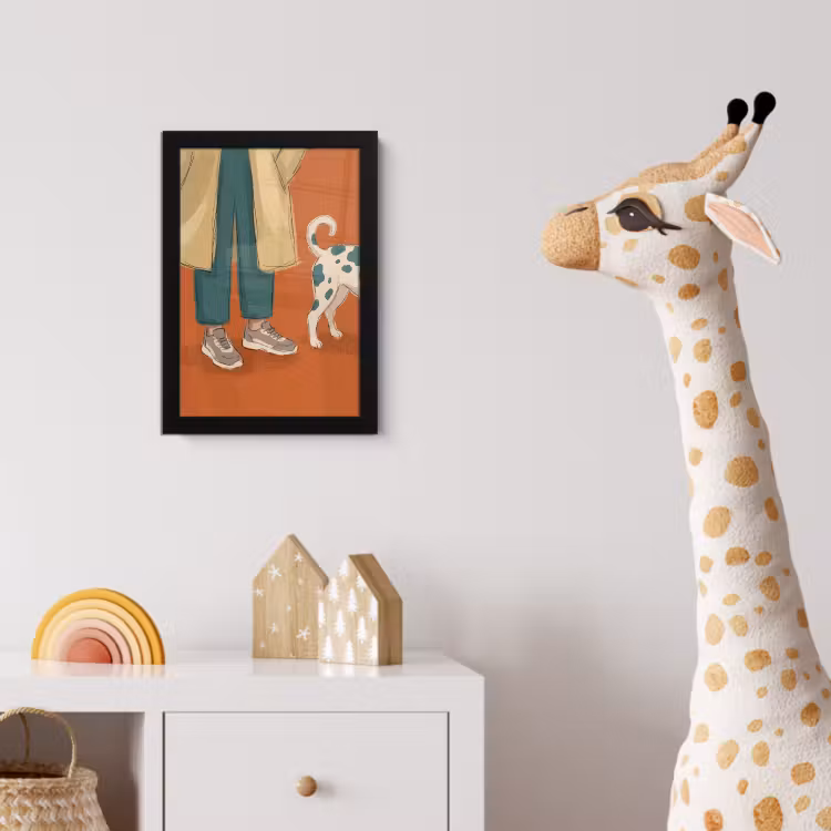 Poster met lijst - Persoon - Hond - Dieren - Illustratie - Modern — 5