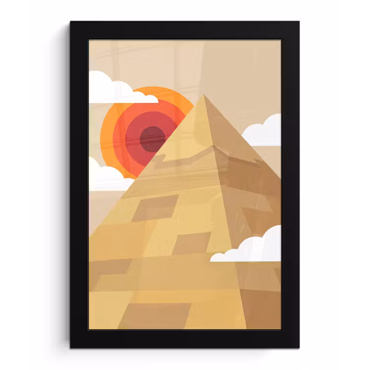 Poster met lijst - Piramide - Zon - Woestijn - Modern - Oranje — 1