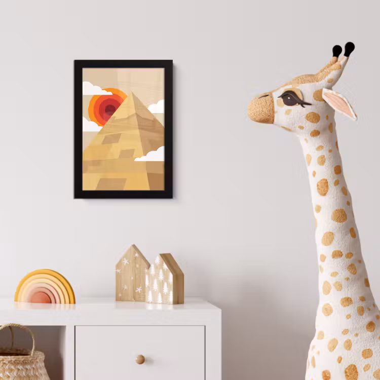 Poster met lijst - Piramide - Zon - Woestijn - Modern - Oranje — 5
