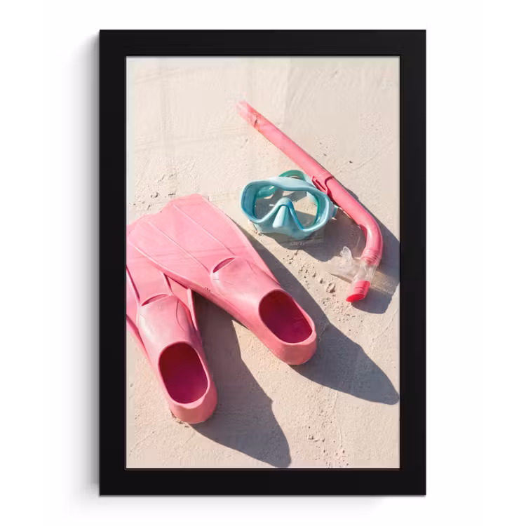 Poster met lijst - Snorkelset - Strand - Zomer - Roze — 1