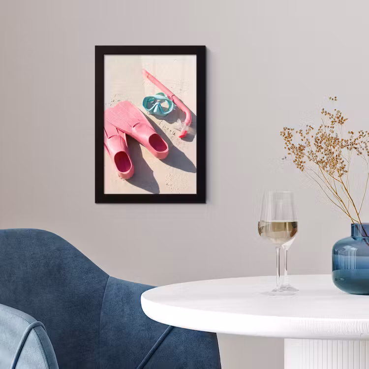 Poster met lijst - Snorkelset - Strand - Zomer - Roze — 2
