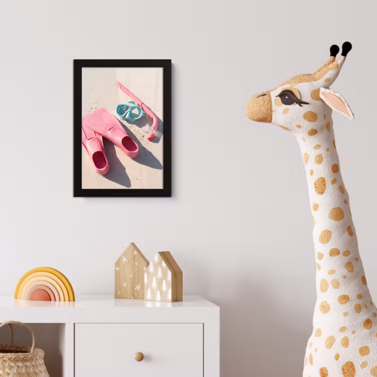 Poster met lijst - Snorkelset - Strand - Zomer - Roze — 5