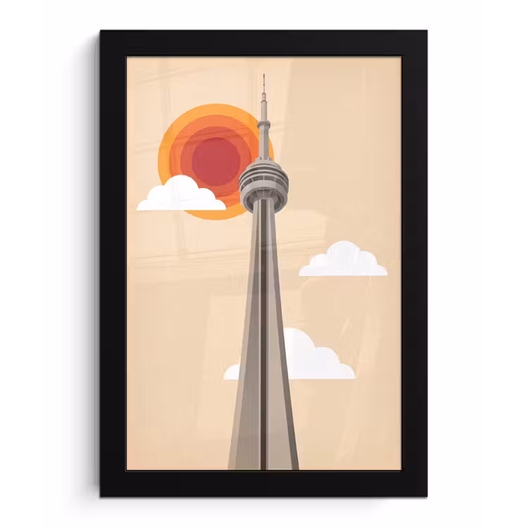 Poster met lijst - Stad - Gebouw - Architectuur - Retro - Oranje — 1