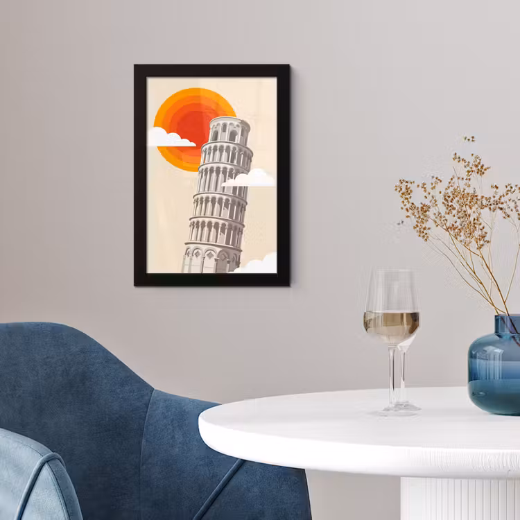 Poster met lijst - Toren - Pisa - Architectuur - Minimalistisch - Beige — 2