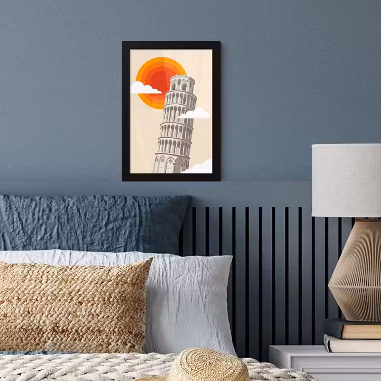 Poster met lijst - Toren - Pisa - Architectuur - Minimalistisch - Beige — 4