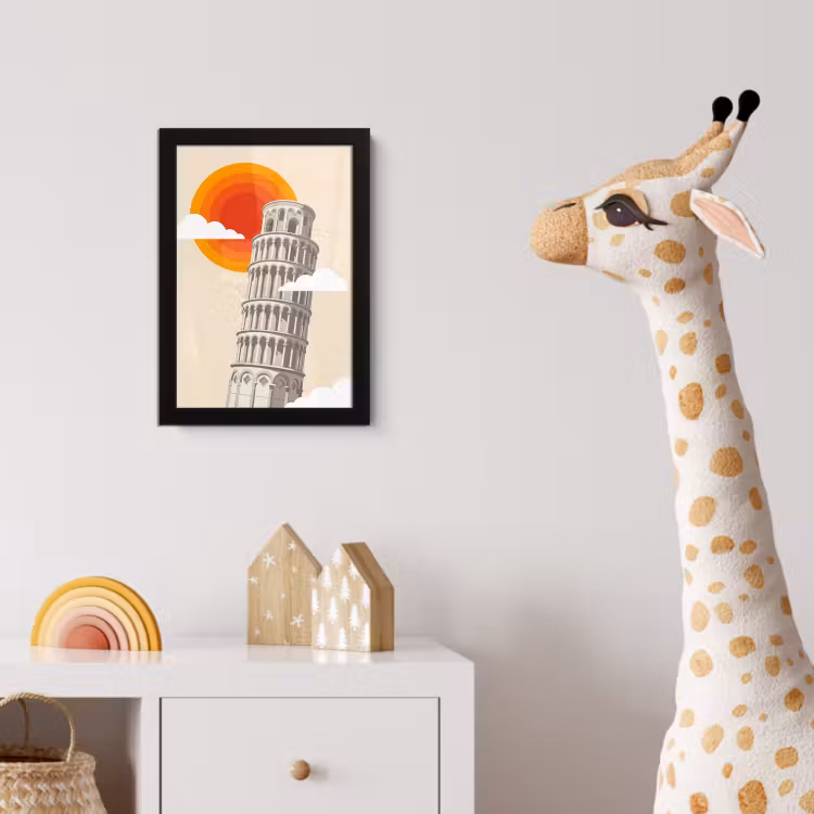 Poster met lijst - Toren - Pisa - Architectuur - Minimalistisch - Beige — 5