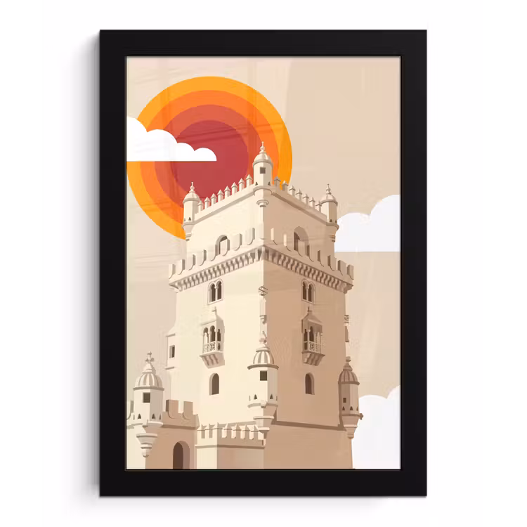 Poster met lijst - Toren - Rivier - Architectuur - Modern - Oranje — 1