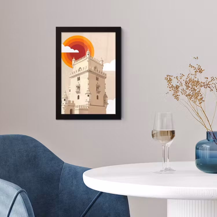 Poster met lijst - Toren - Rivier - Architectuur - Modern - Oranje — 2