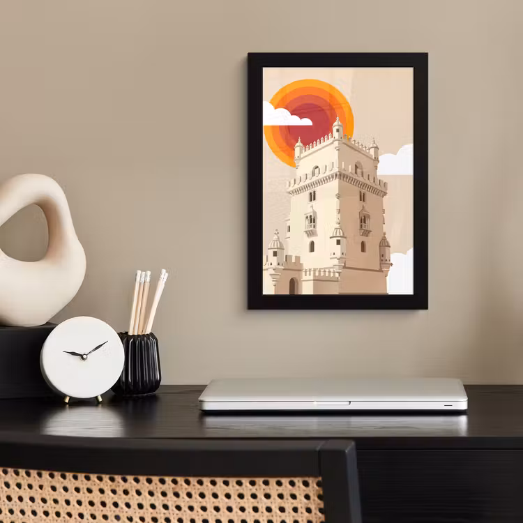 Poster met lijst - Toren - Rivier - Architectuur - Modern - Oranje — 3