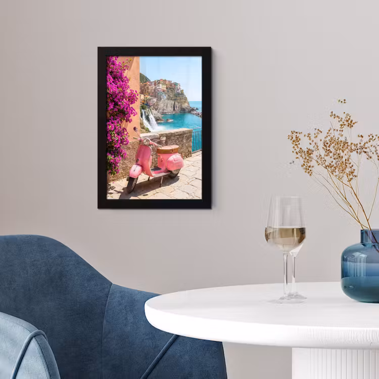 Poster met lijst - Voertuig - Roze - Kust - Zomer - Reizen — 2