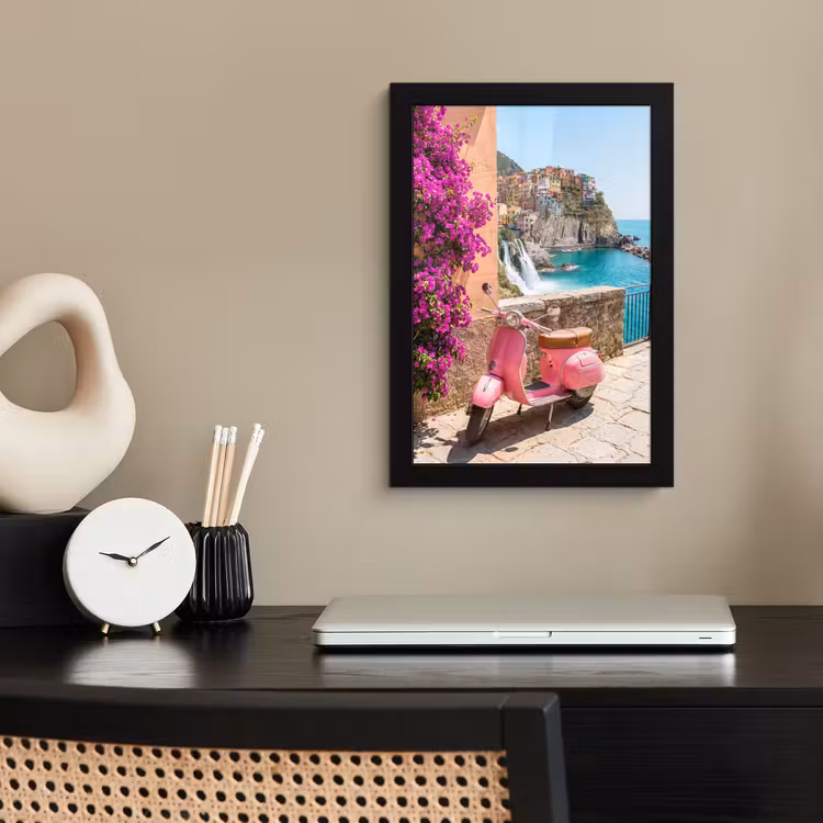 Poster met lijst - Voertuig - Roze - Kust - Zomer - Reizen — 3