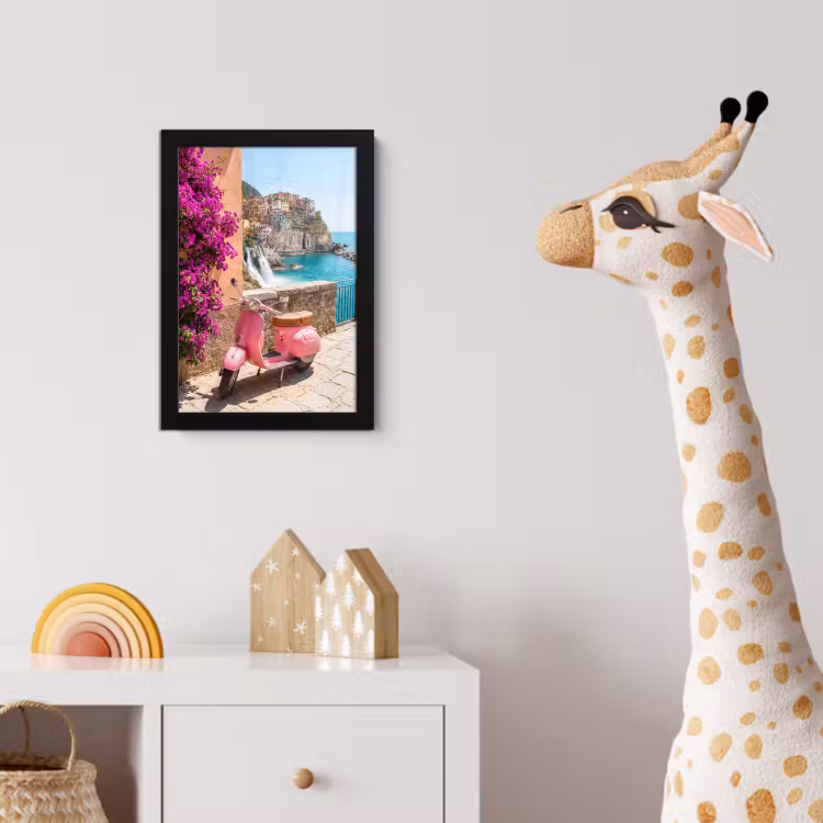 Poster met lijst - Voertuig - Roze - Kust - Zomer - Reizen — 5
