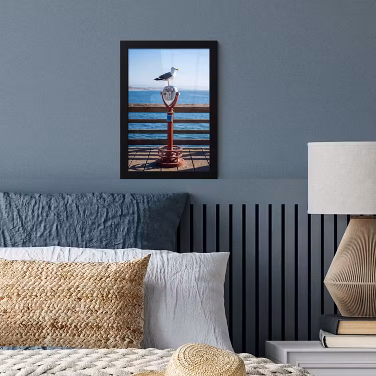 Poster met lijst - Vogel - Verrekijker - Kust - Zee - Blauw — 4