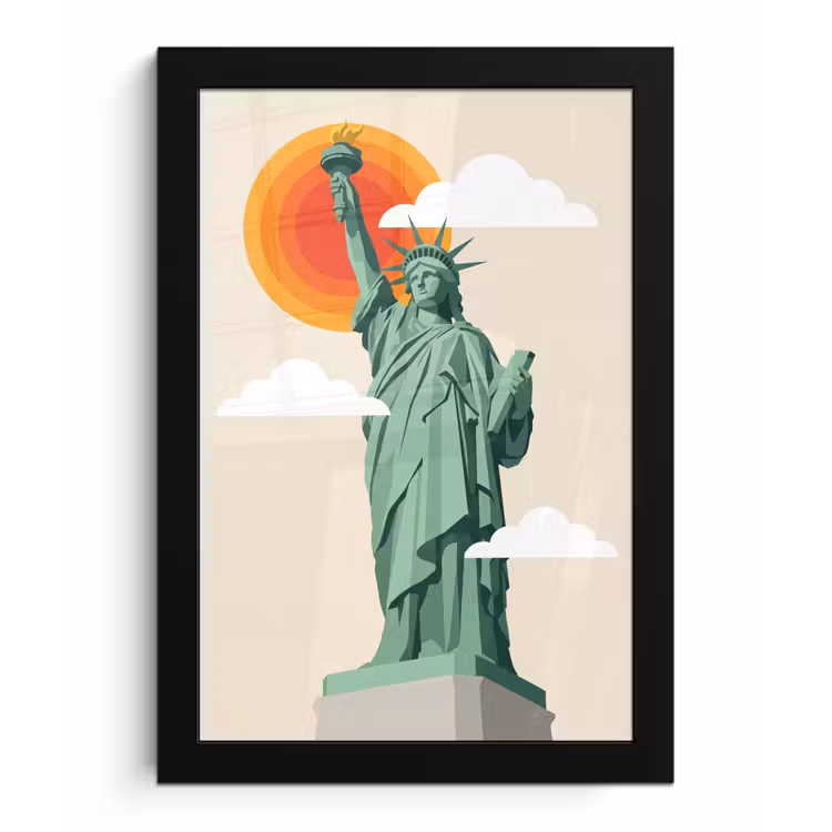 Poster met lijst - Vrijheidsbeeld - New York - Zon - Modern — 1