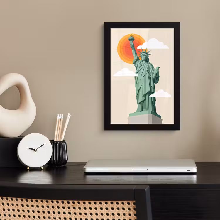 Poster met lijst - Vrijheidsbeeld - New York - Zon - Modern — 3