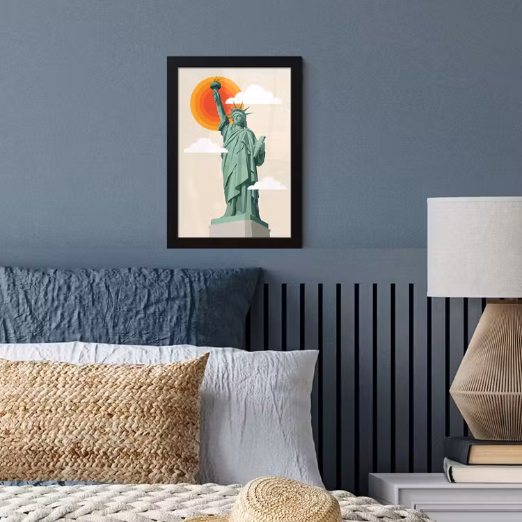 Poster met lijst - Vrijheidsbeeld - New York - Zon - Modern — 4