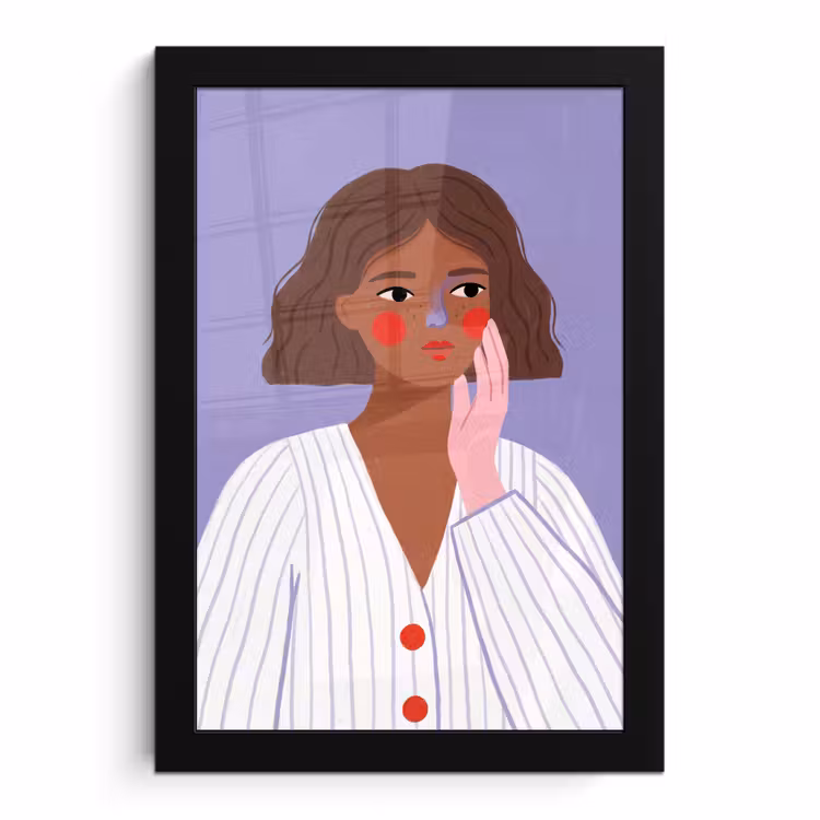 Poster met lijst - Vrouw - Gezicht - Mensen - Abstract - Kleurrijk — 1