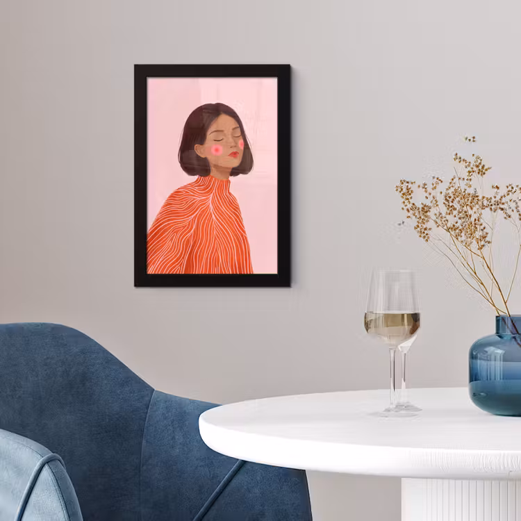 Poster met lijst - Vrouw - Portret - Modern - Kunst - Roze — 2